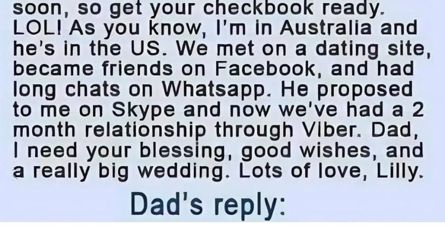 Daughter’s Text Dad About New Boyfriend, But Dad’s Response