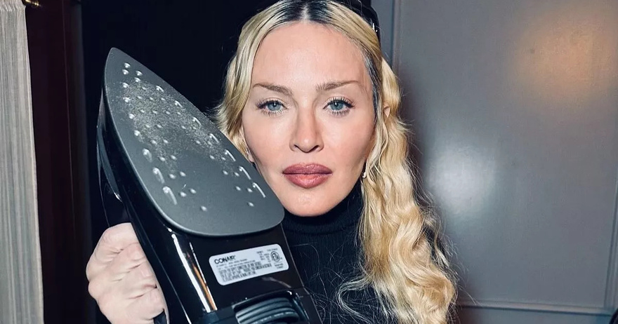 Madonna shares very awkward snaps as she issues plea over ironing and drinking