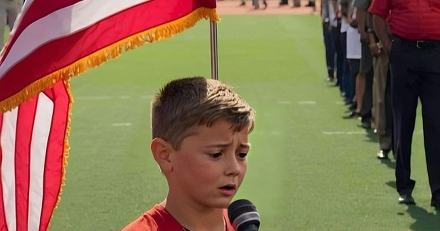 Emotional impact: 10-year-old wows with national anthem, brings tears to grown men