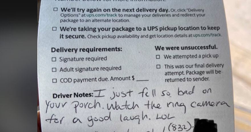 Delivery Driver Takes a Tumble – Hilariously Asks For Surveillance Footage.