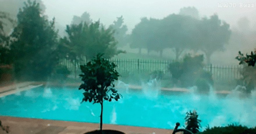 While They Film This MASSIVE Hail Storm, Pay Close Attention To That Pool! Bone-Chilling!