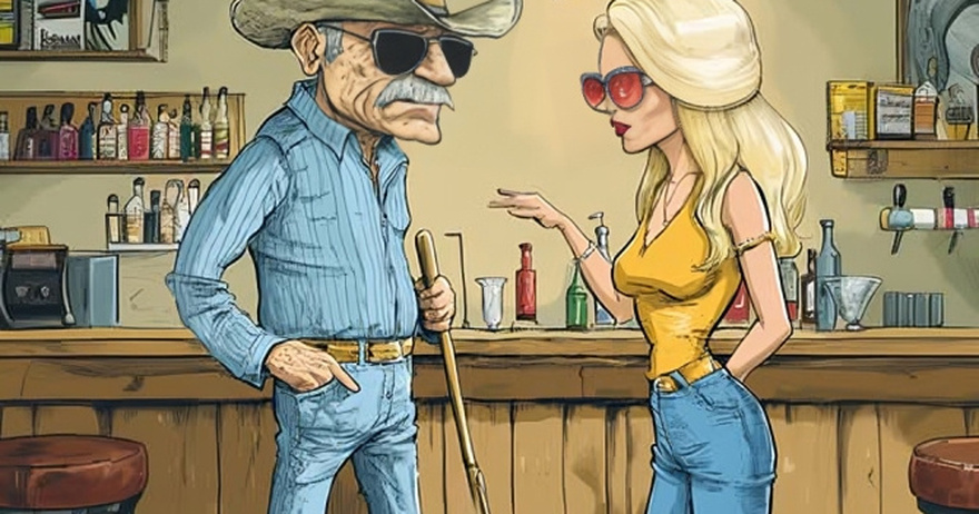 Joke of the Day: A blind cowboy walks into an all-blonde biker bar