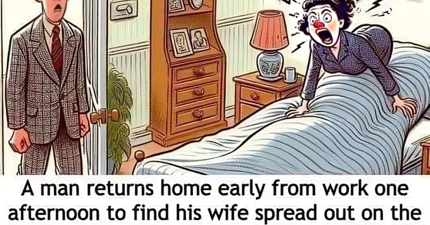 Caught off guard: Man returns home early and find his wife in bed…