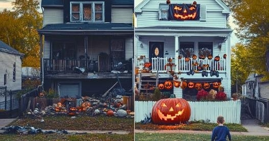 Boy Decks Out An Old Lady’s House For Halloween To Make Her Feel Like The Holiday Is Worth Celebrating