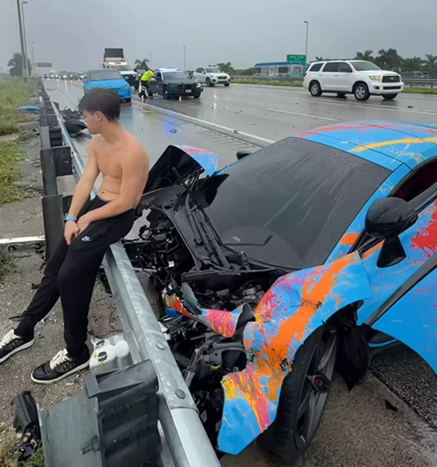 Influencer shares aftermath of £150k McLaren crash after he was on phone then filmed bloody passenger