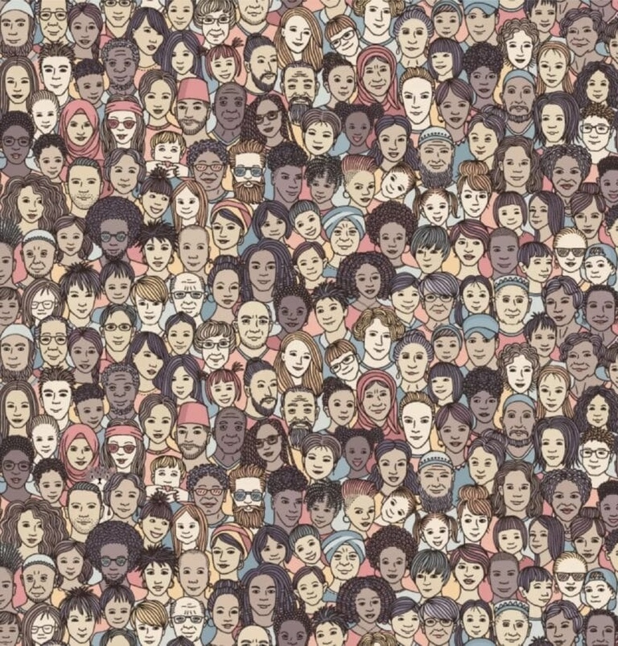 Can you find the hidden cat among people in this image?