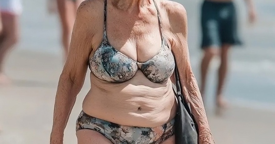 Isn’t she too old to be wearing that? Shouldn’t women at her age choose more modest swimwear?