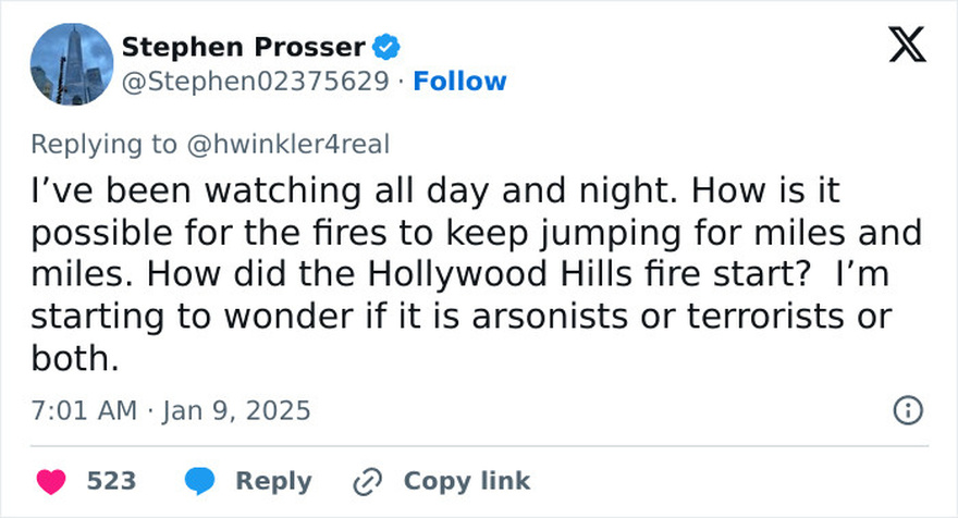 “Disgusting” Arsonists Caught On Camera During LA Wildfires, Henry Winkler’s Theory Gains Ground