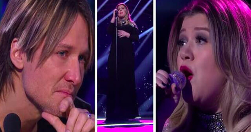 Kelly Clarkson pours her heart out in song causing Keith Urban to break down