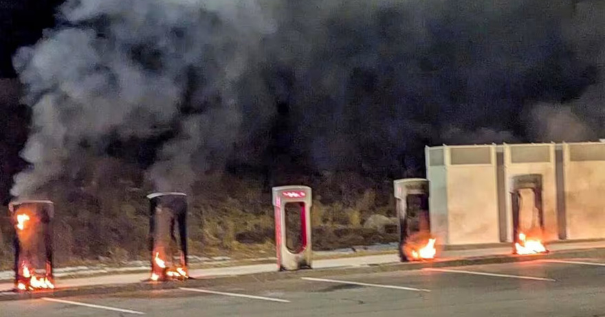 Tesla charging stations torched in apparent arson near Boston, latest attack on Elon Musk company