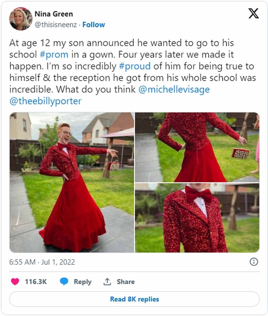 Boy, 16, divides the internet with billowing ballgown, some say he’s ‘stunning’ others say ‘vile’