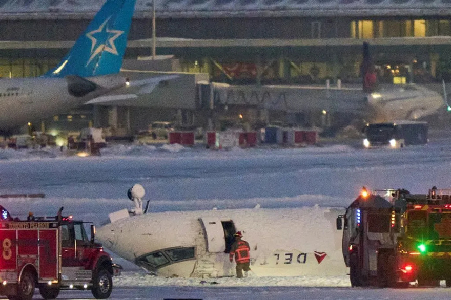 All passengers survive crash landing as plane flips at Toronto airport