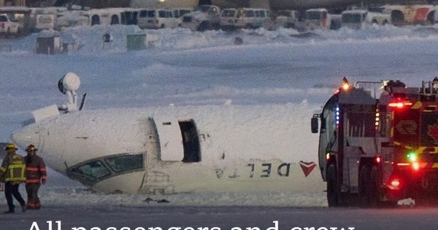 All passengers survive crash landing as plane flips at Toronto airport