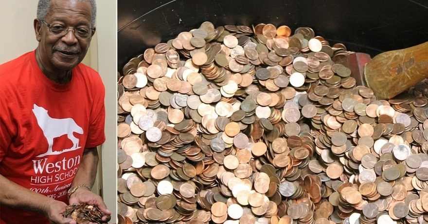 Man collects pennies for 45 yrs leaving bank tellers at a loss for words when he arrives to cash in